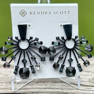 NWT Kendra Scott Fabia Statement Earrings Indigo IllusionNavy Gunmetal